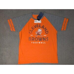 Cleveland Browns T-Shirt Men L Orange Gray Raglan Timeless Vintage Arch NWT!